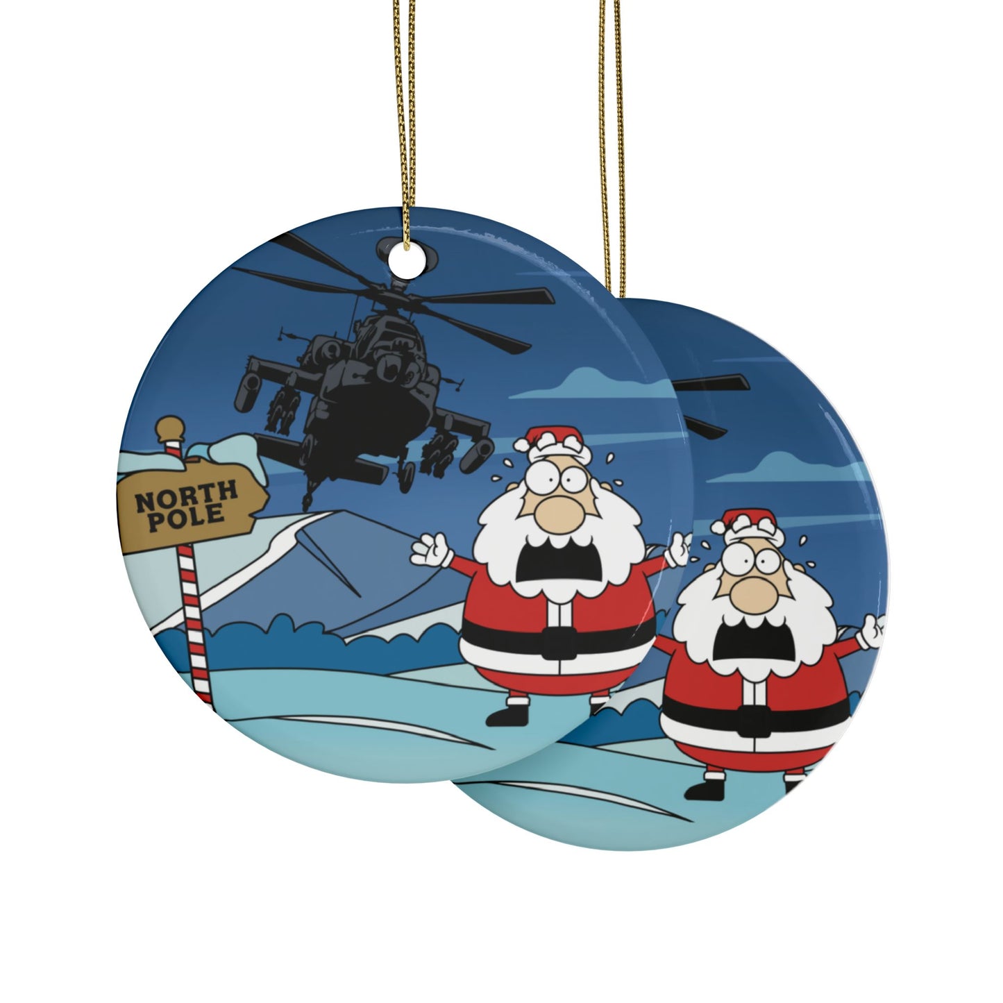 Santa’s Surprise Fly-By  Ceramic Ornaments (1pcs, 5pcs, 10pcs, 20pcs)