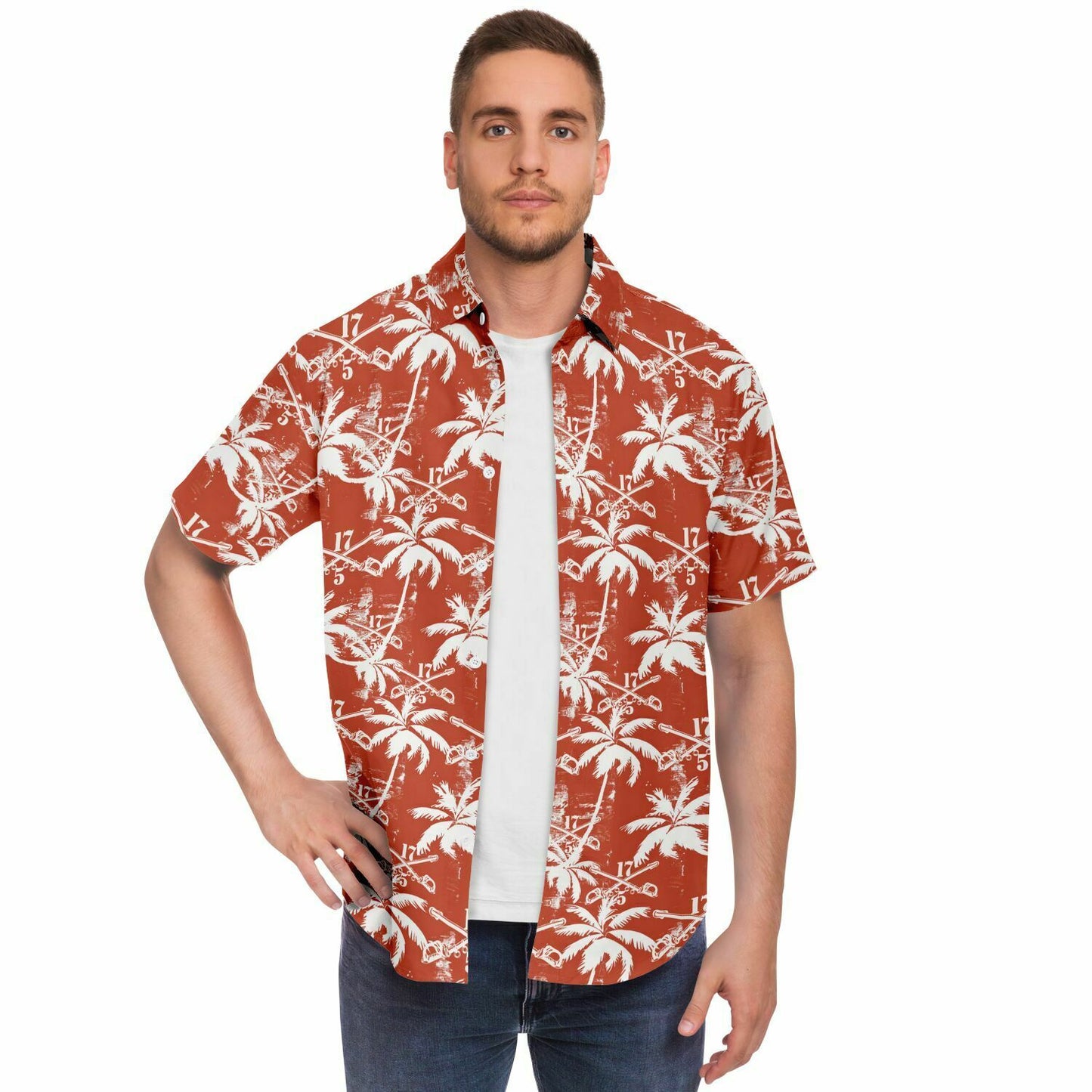 5-17 ACS Sabers & Palms Aloha Short Sleeve Button Down Shirt