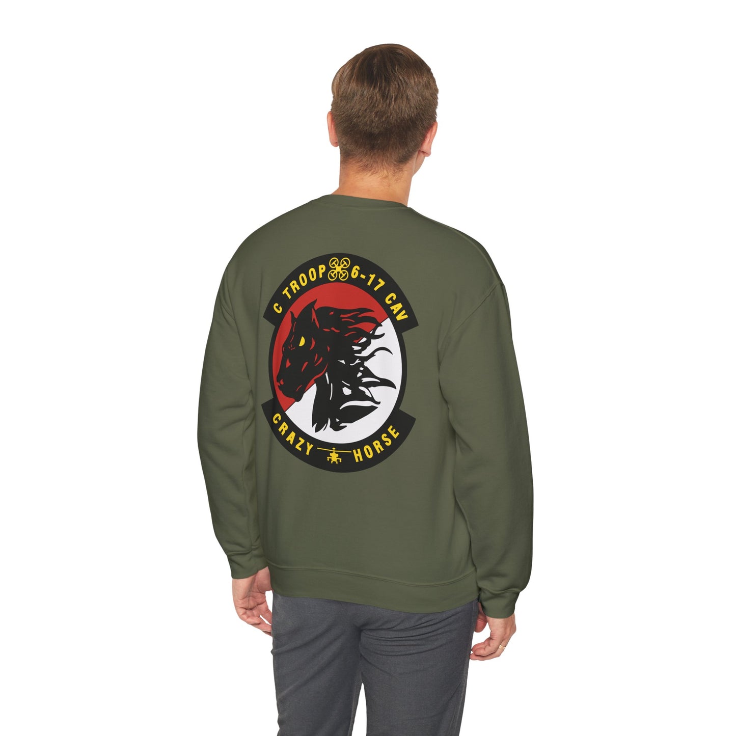 **Flag Front** Legacy 6-17 AIR CAV Charlie Troop Unisex Heavy Blend Crewneck Sweatshirt