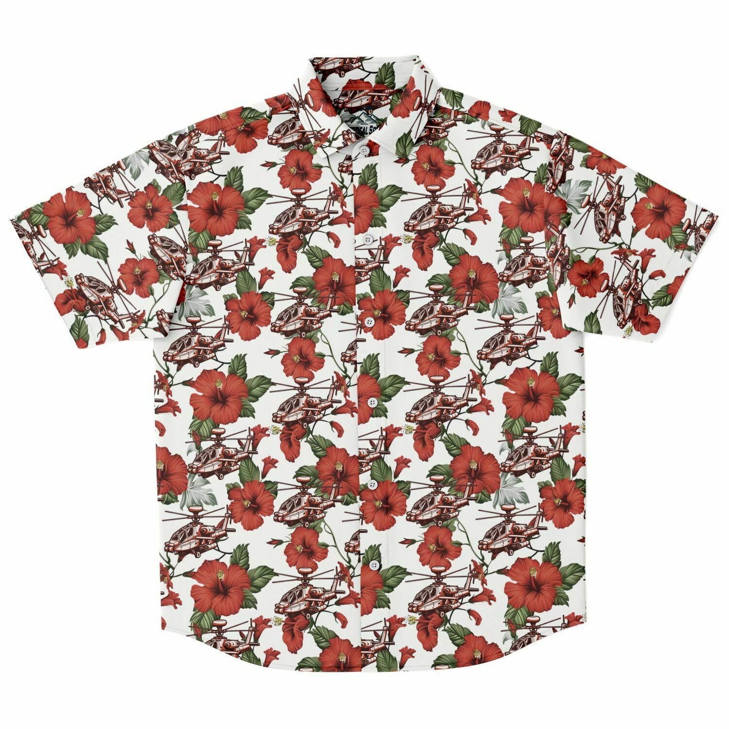 Red Apache Aloha Hawaiian Short Sleeve Button Down Shirt