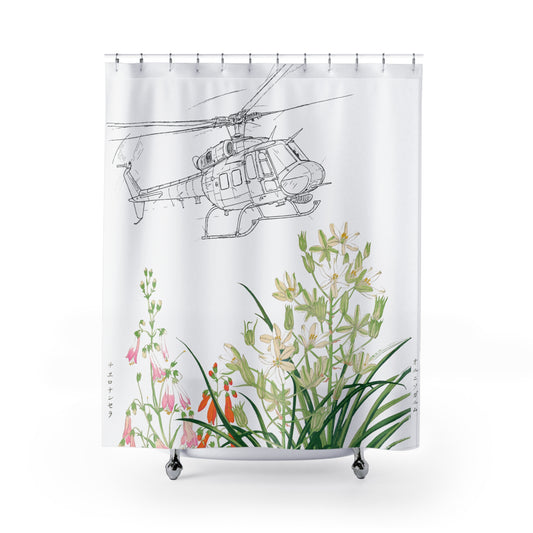 Ornithogalum Floral Helicopter Shower Curtain