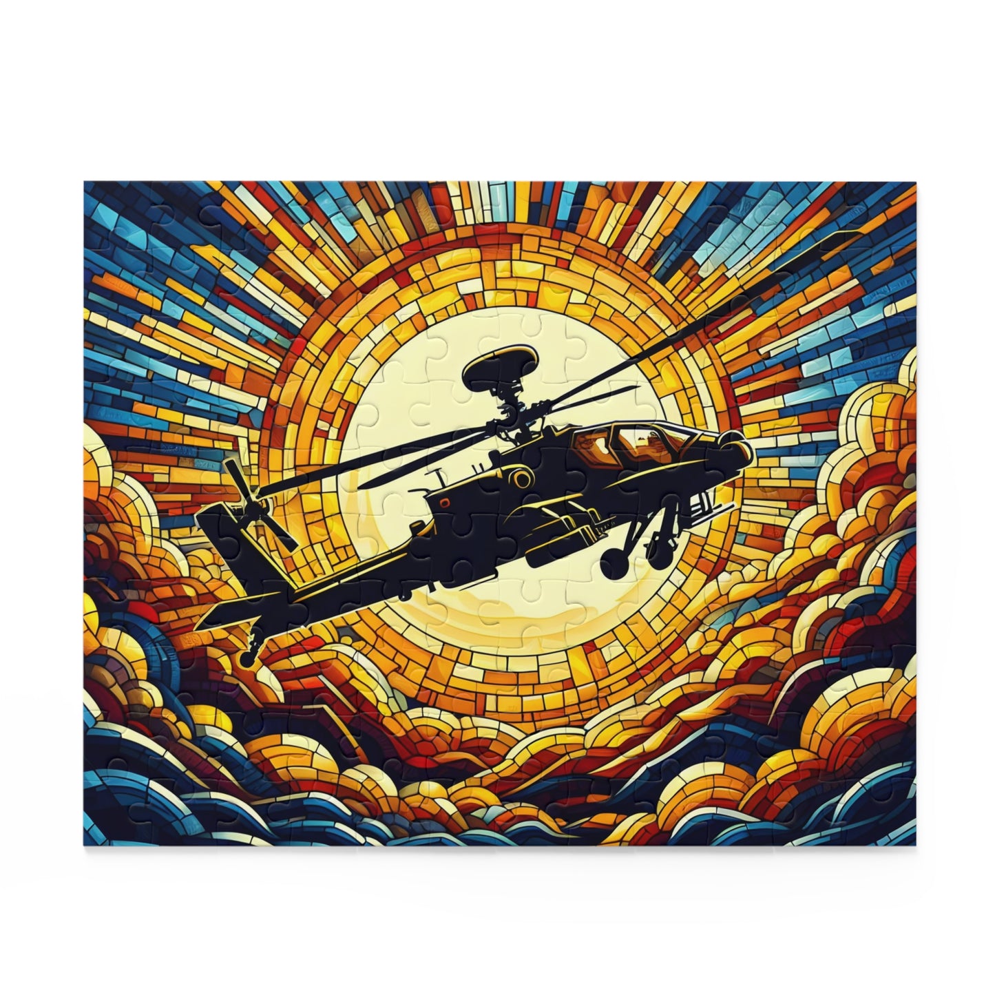 Apache Helicopter Sunset Puzzle (120, 252, 500-Piece)