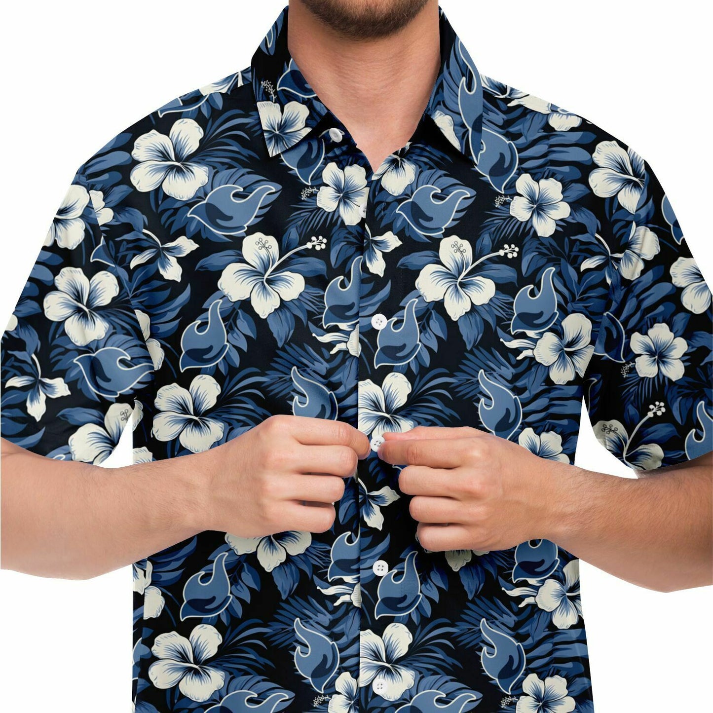 FSY 2024 Navy Hawaiian Short Sleeve Button Down Shirt, LDS Youth Conference Theme Logo 2024, Aloha Shirt