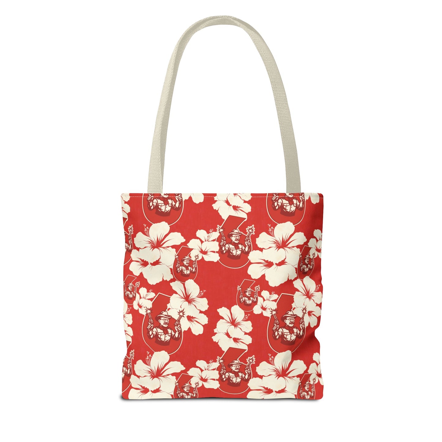 Teddy Roosevelt Red Aloha Print Tote Bag