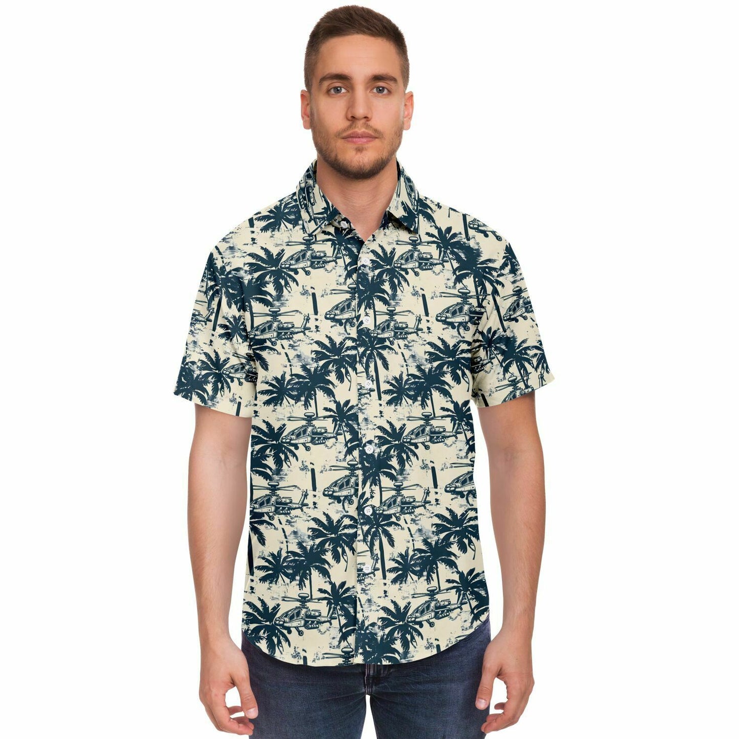 Aloha Attack Hawaiian Short Sleeve Button Down Shirt with Palm Trees