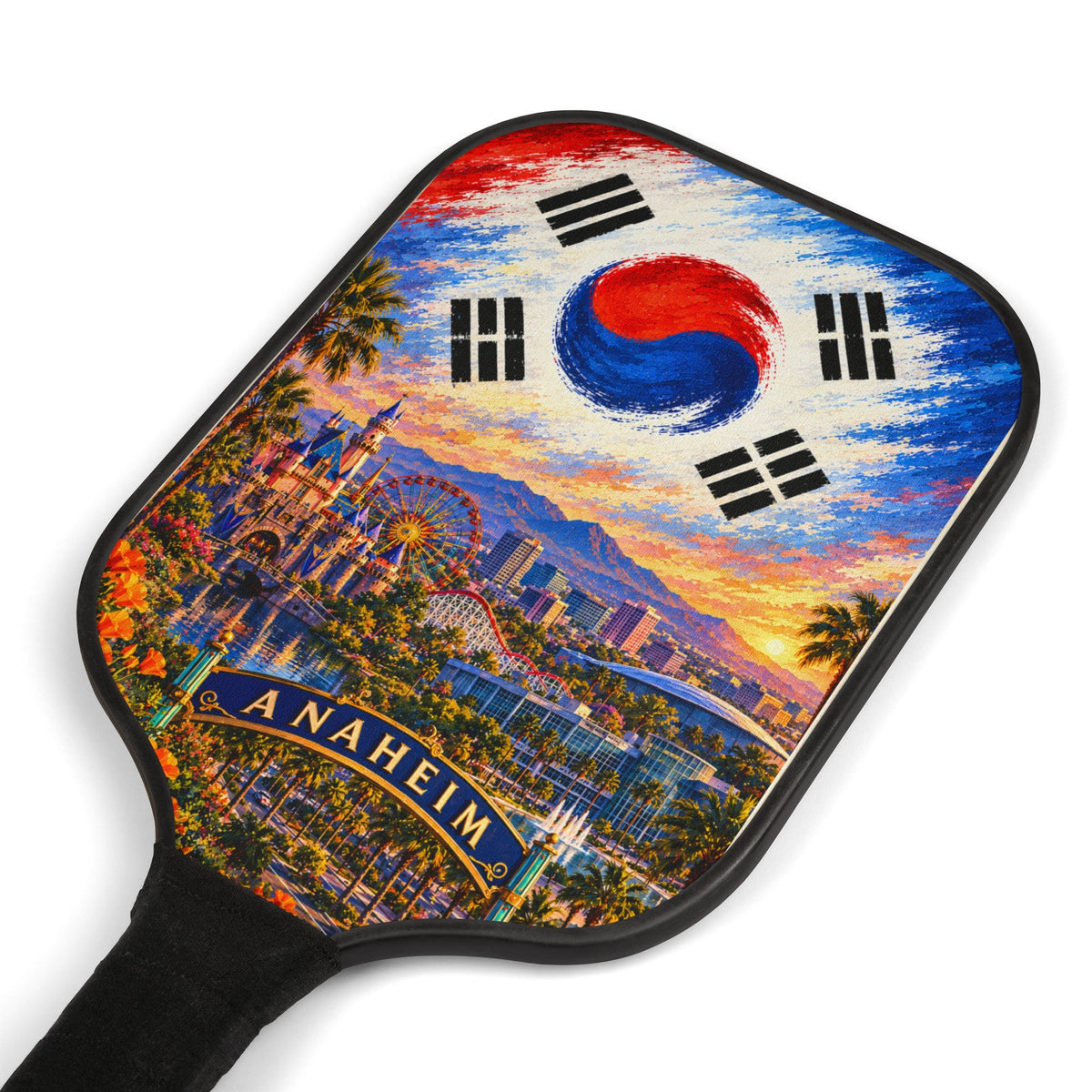 Anaheim Skyline Pickleball Paddle Set with Korean Flag Design – 2-Pack Kit with Balls