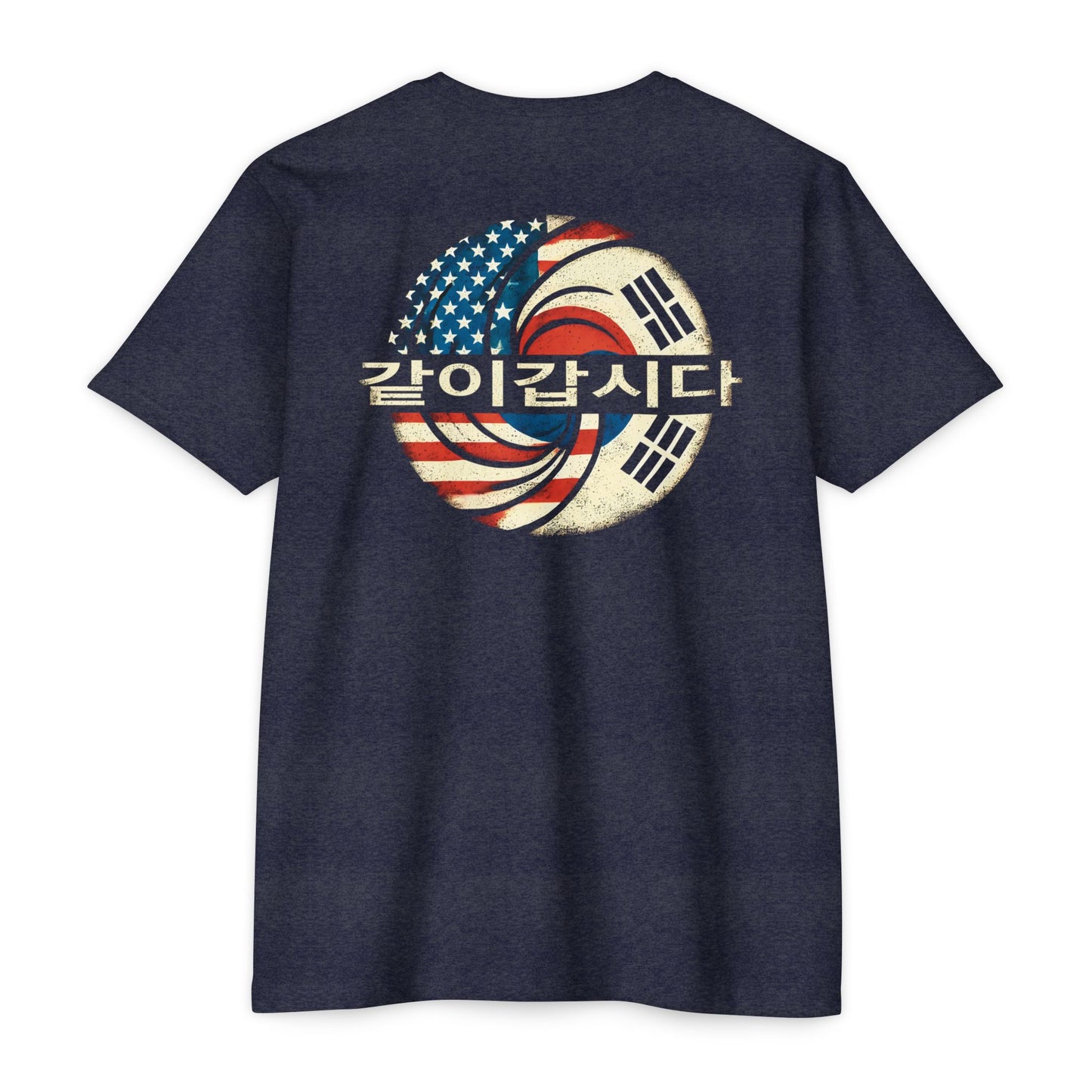 KATCHI KAPSHIDA!  A Patriotic T-shirt - Korean & American Flags 'We Go Together' Hangul Print