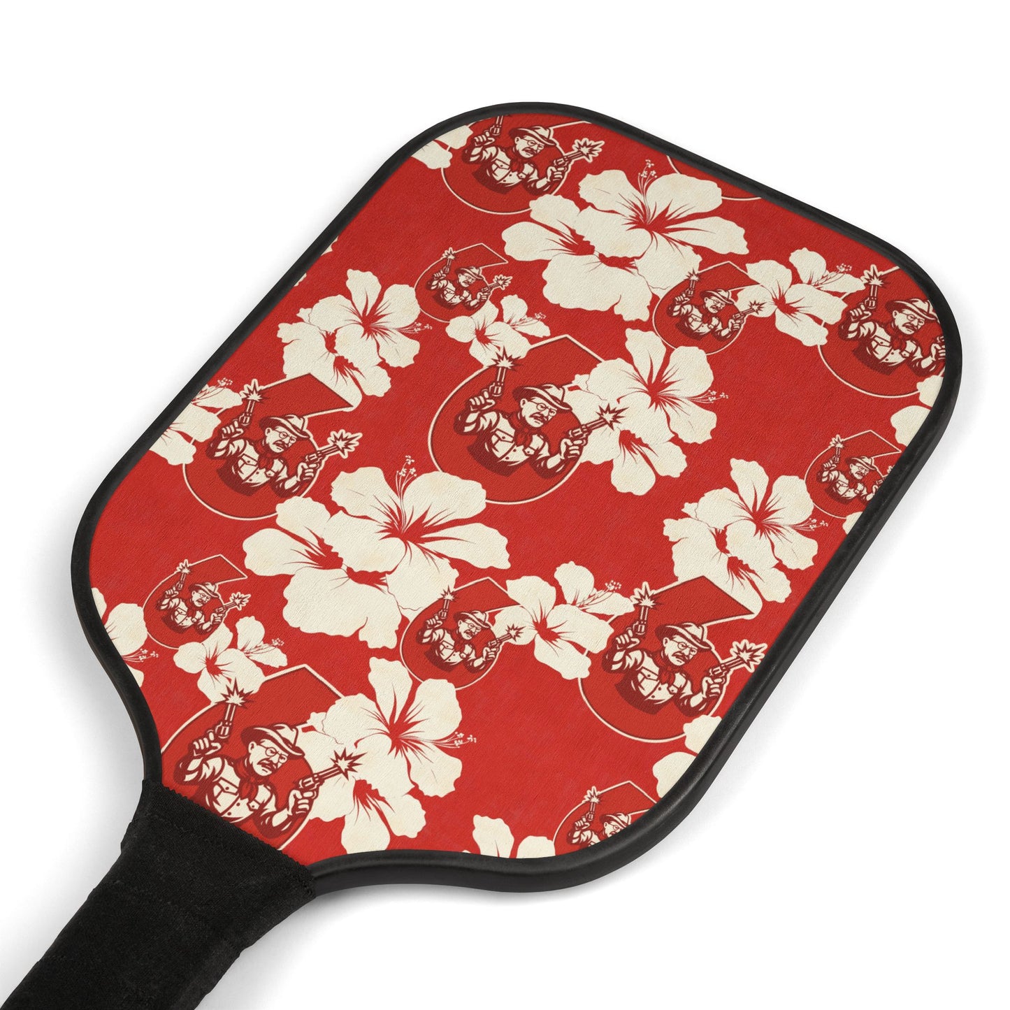 Teddy Roosevelt Red Hawaiian Aloha Floral Pickleball Kit (2 Paddles + 2 Balls)