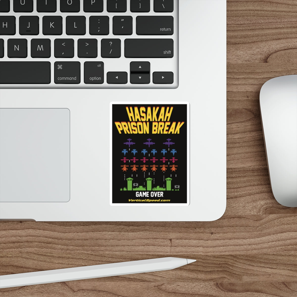 4” Die-Cut Sticker — "Hasakah Prison Break" Retro Arcade Game Design