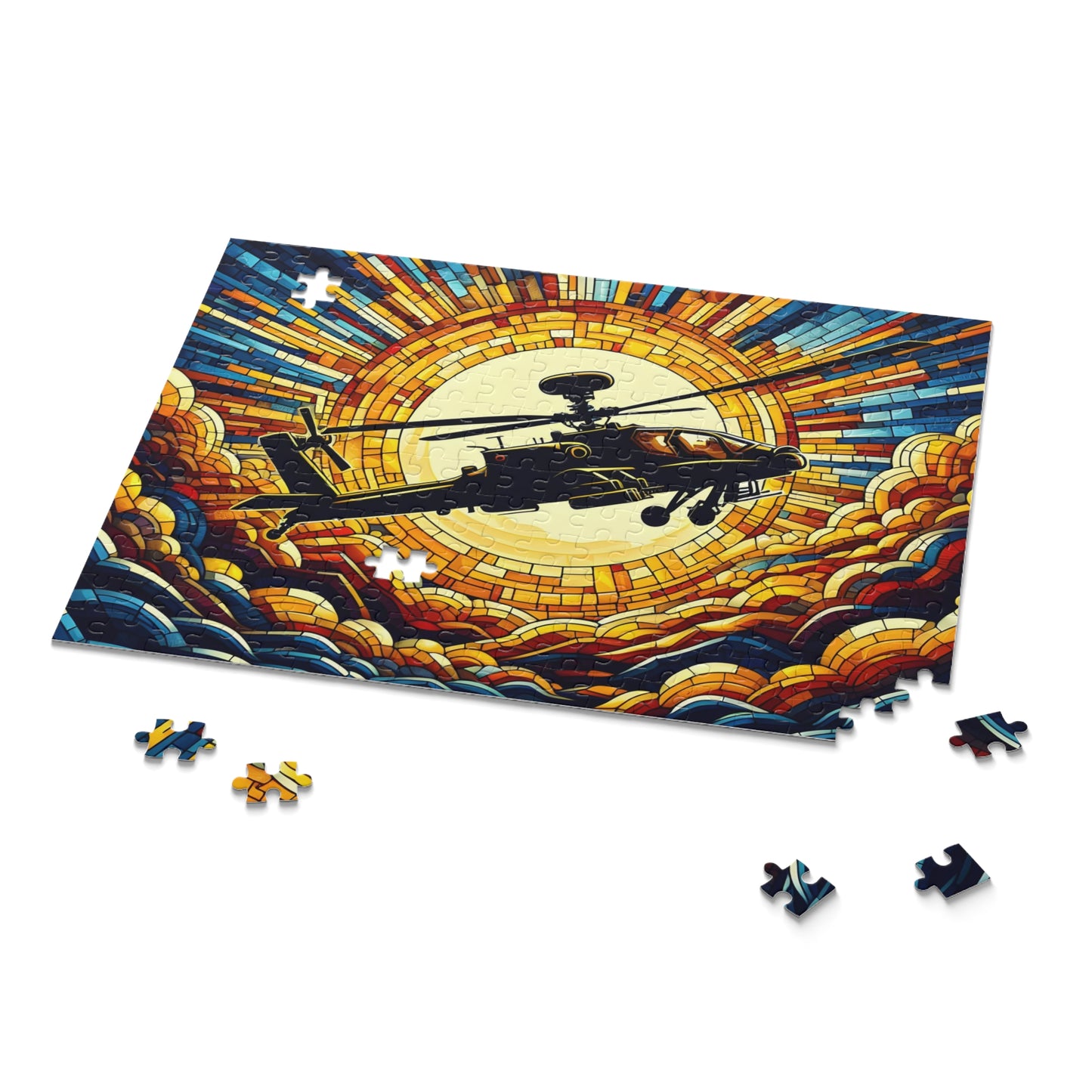 Apache Helicopter Sunset Puzzle (120, 252, 500-Piece)