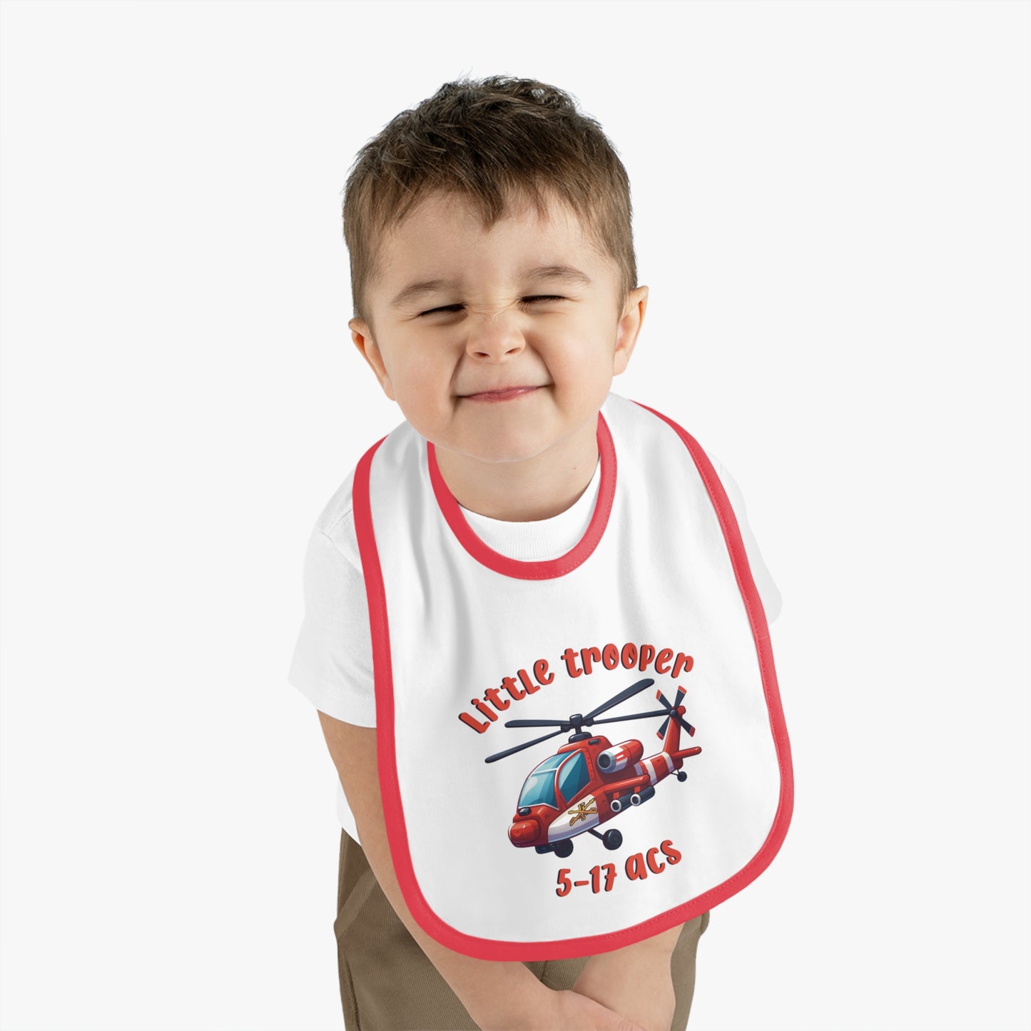 5-17 little trooper Baby Contrast Trim Jersey Bib