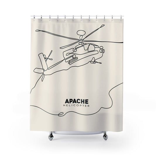 Apache Helicopter Line Drawing Shower Curtain