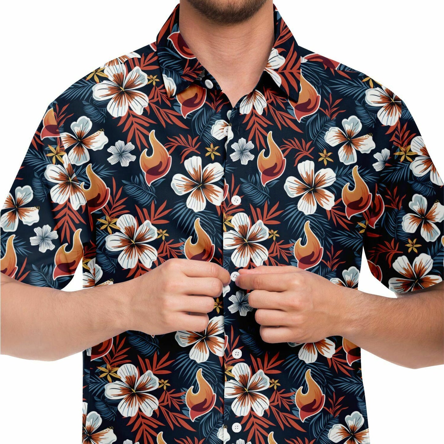 FSY 2024 Orange Hawaiian Short Sleeve Button Down Shirt, Aloha Print, I Am A Disciple Logo, LDS 2024