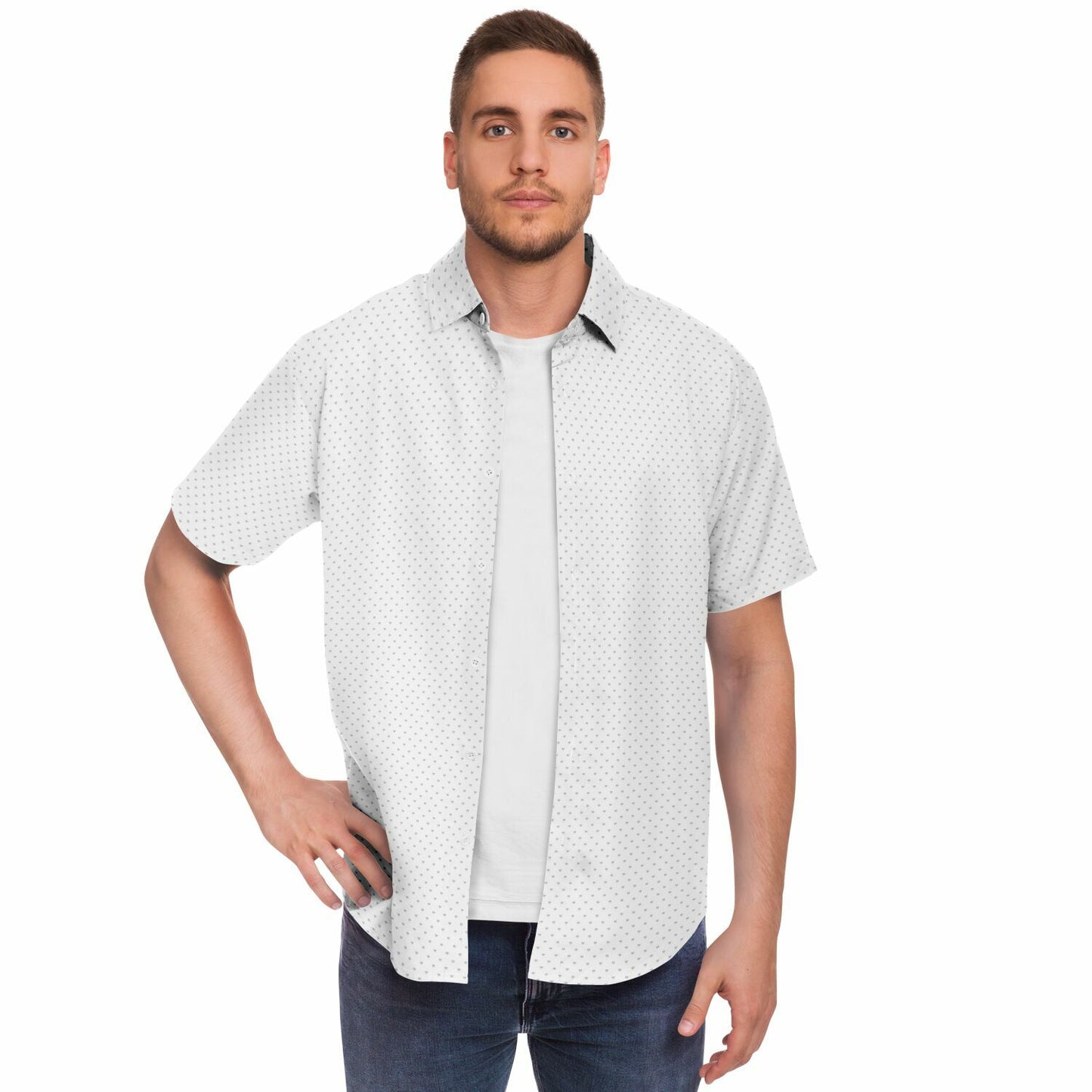 Mustache aviator Short Sleeve Button Down Dress Shirt