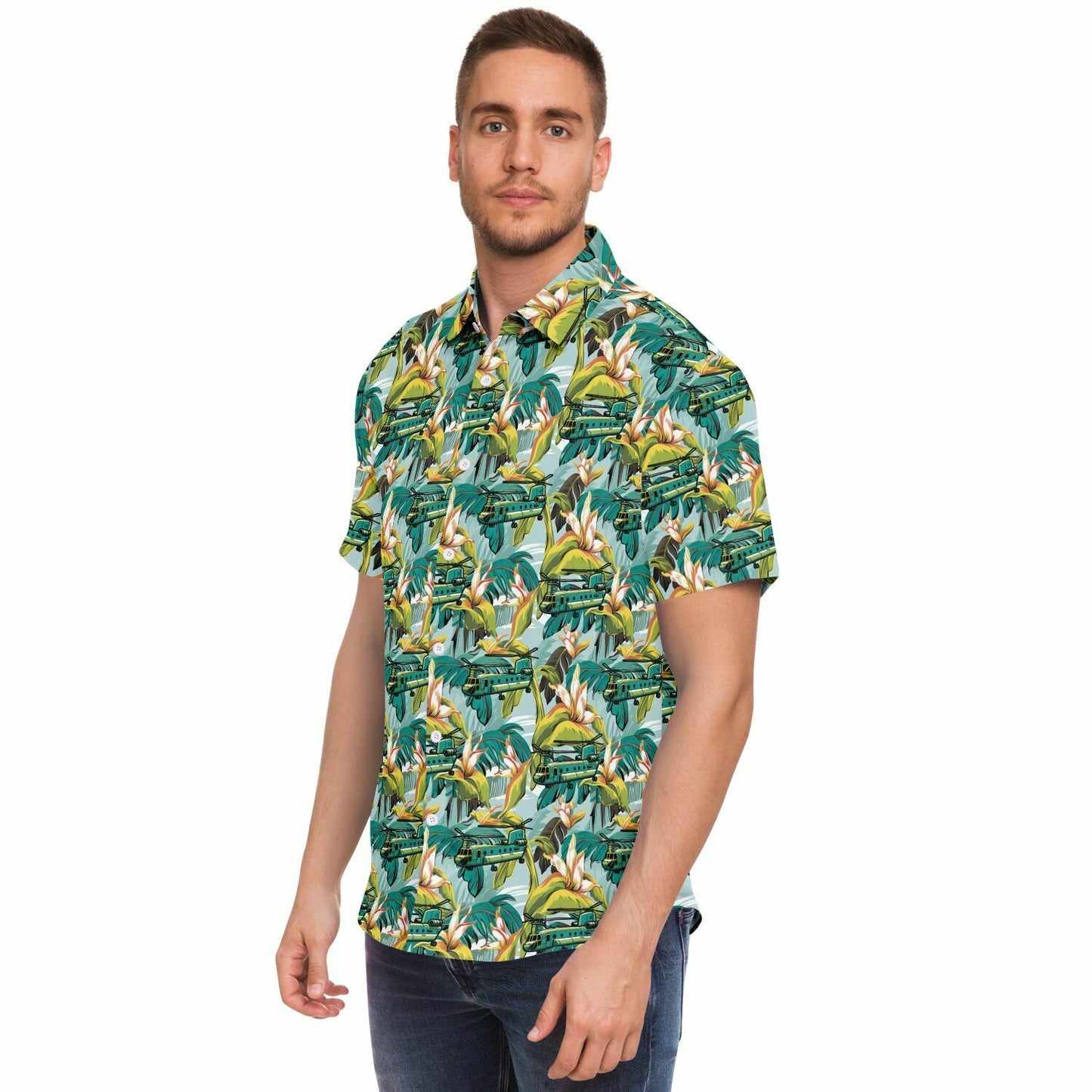 Chinook Aloha Camo Hawaiian Short Sleeve Button Down Shirt