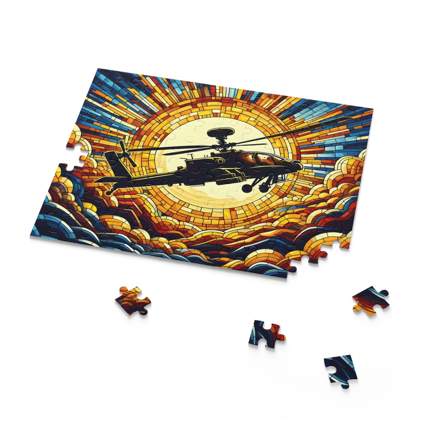 Apache Helicopter Sunset Puzzle (120, 252, 500-Piece)