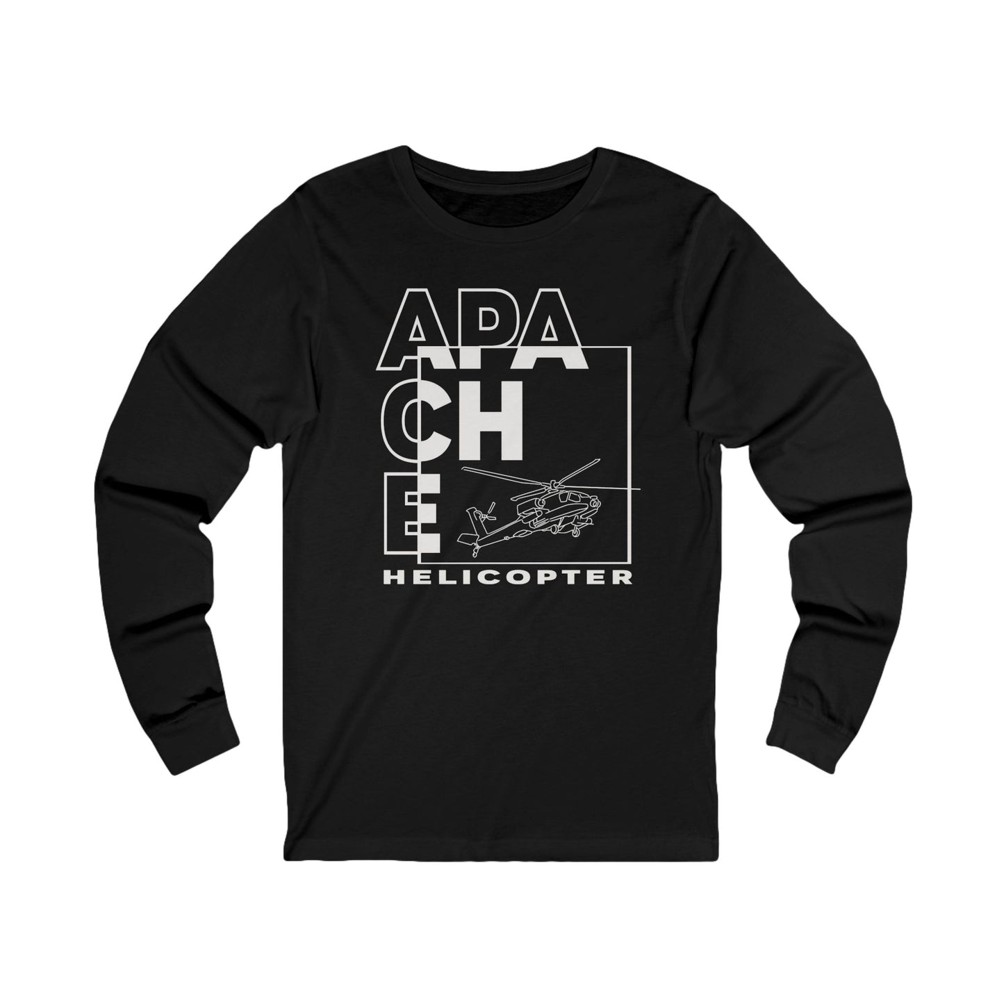 Apache Helicopter Block Art Jersey Long Sleeve Tee