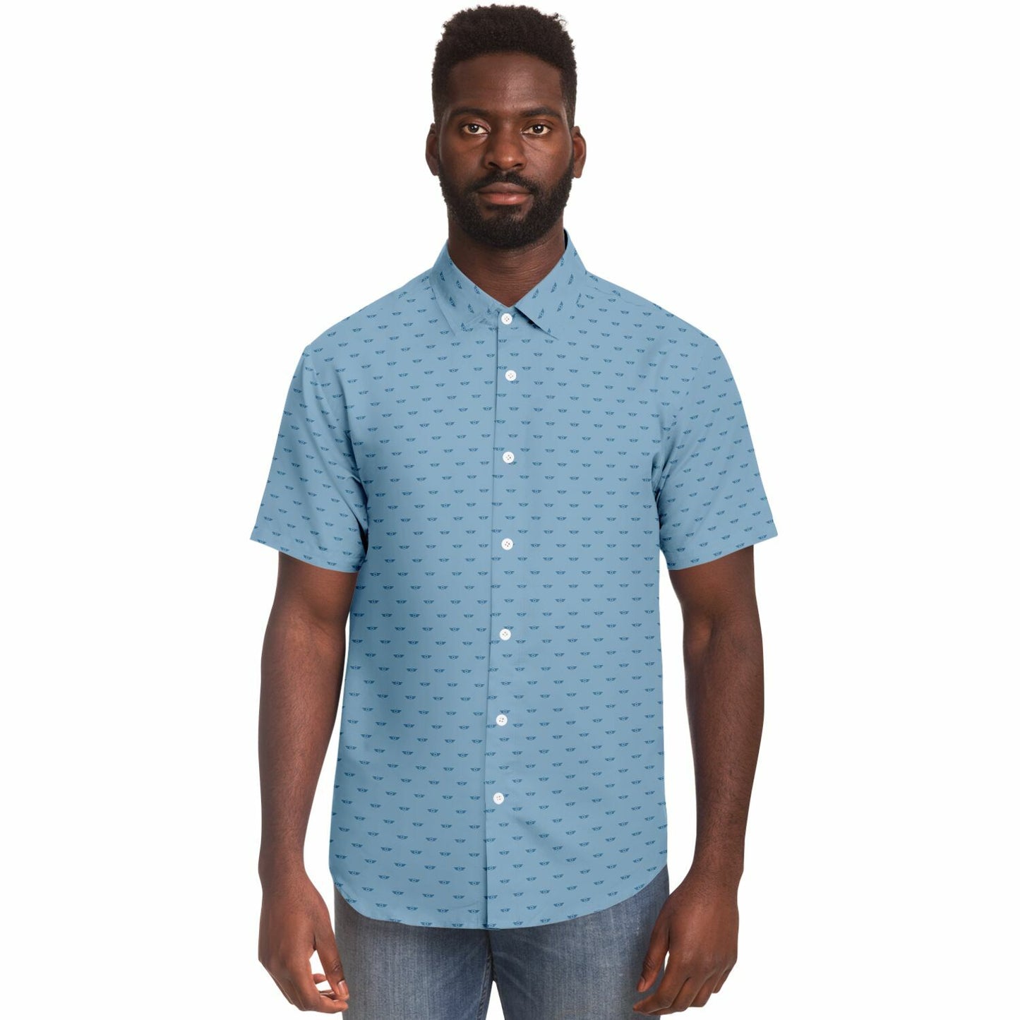 Air Corps Army Sky Blue Short Sleeve Button Down Shirt