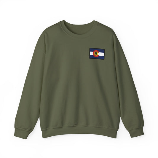 LAST TROOP - LAST CHARGE Sunset **Flag Front** 6-17 AIR CAV Charlie Troop Unisex Heavy Blend Crewneck Sweatshirt