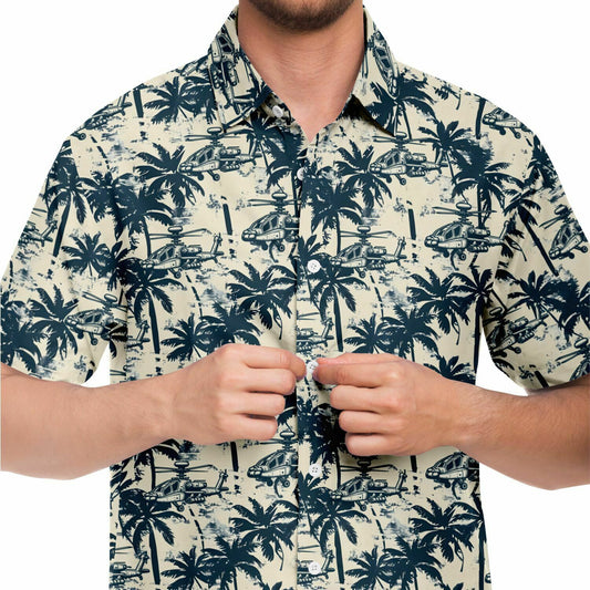Aloha Attack Hawaiian Short Sleeve Button Down Shirt with Palm Trees