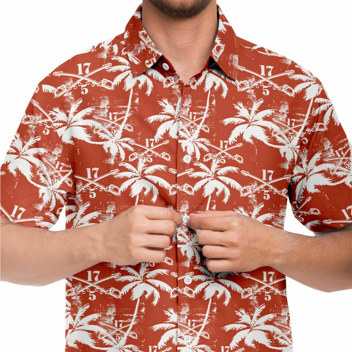 5-17 ACS Sabers & Palms Aloha Short Sleeve Button Down Shirt