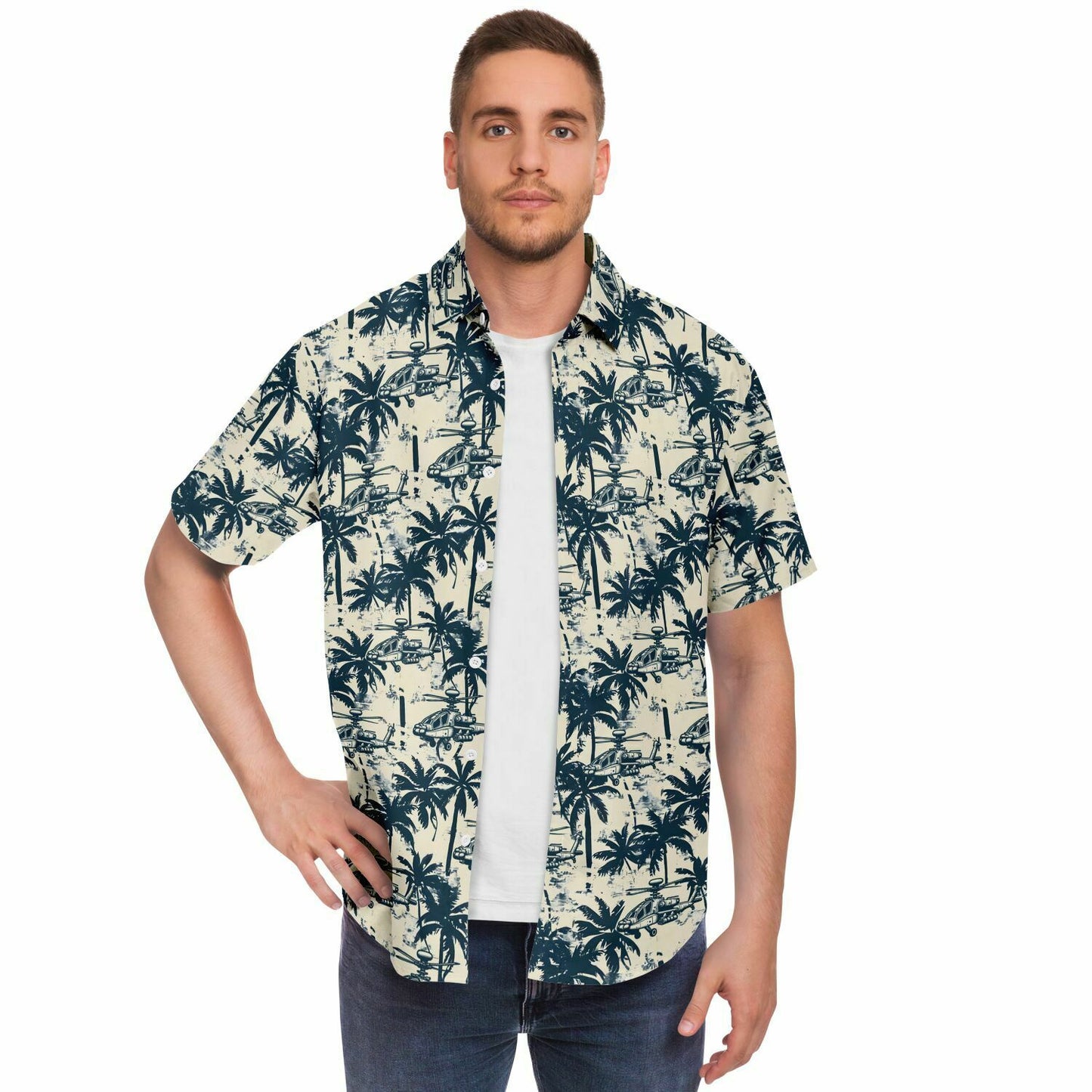 Aloha Attack Hawaiian Short Sleeve Button Down Shirt with Palm Trees