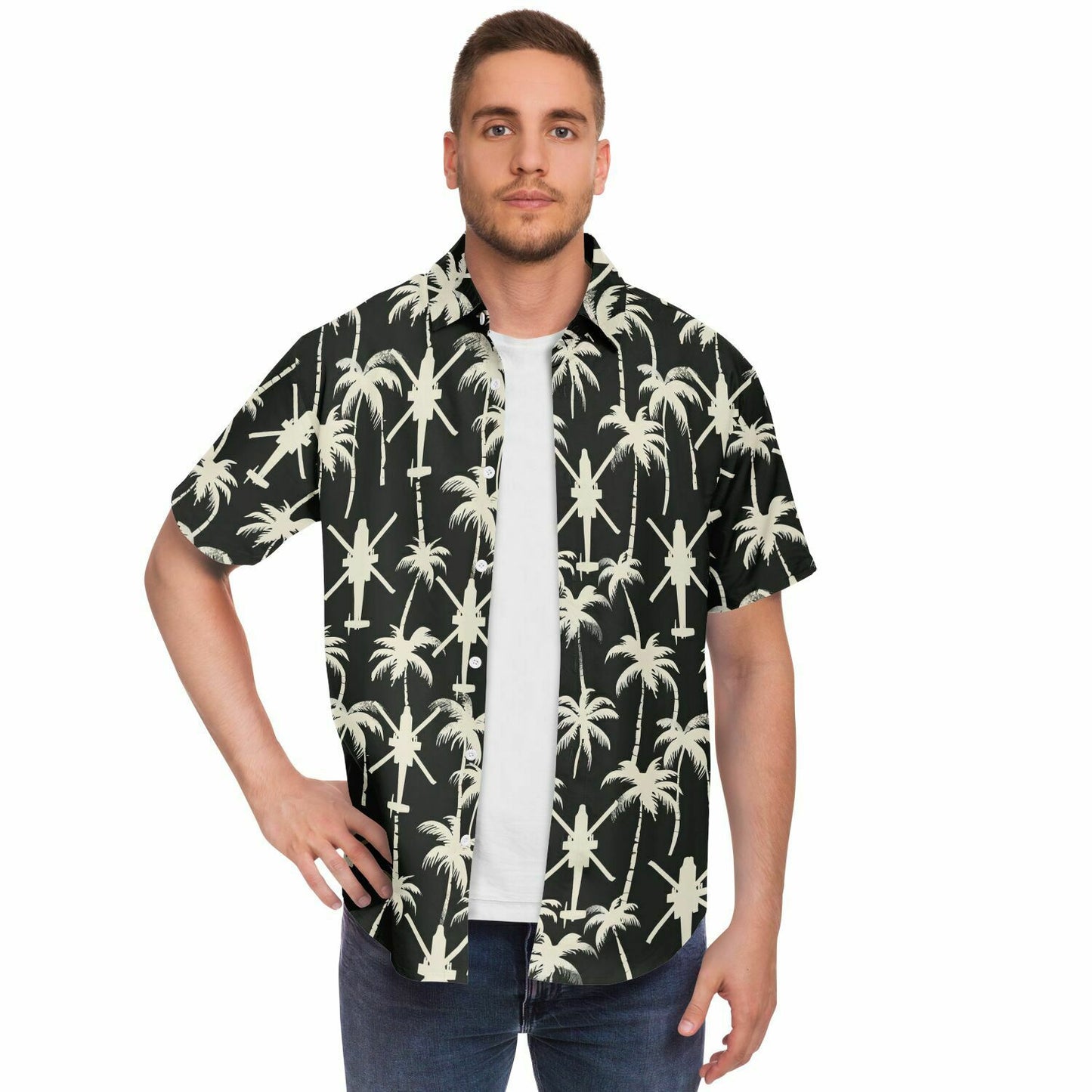 Apache Palms Aloha Hawaiian Short Sleeve Button Down Shirt