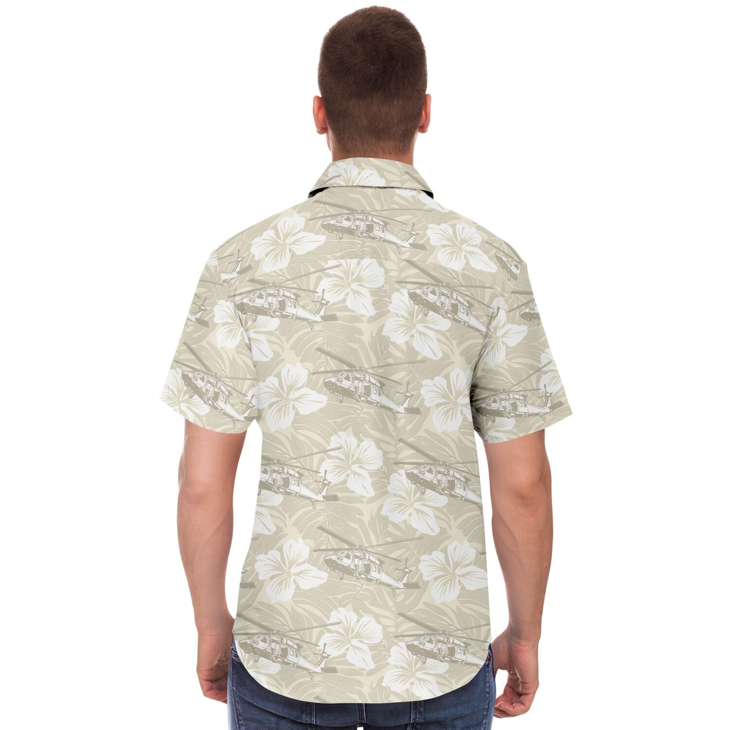 Cream Blackhawk Hawaiian Aloha Short Sleeve Button Down Shirt