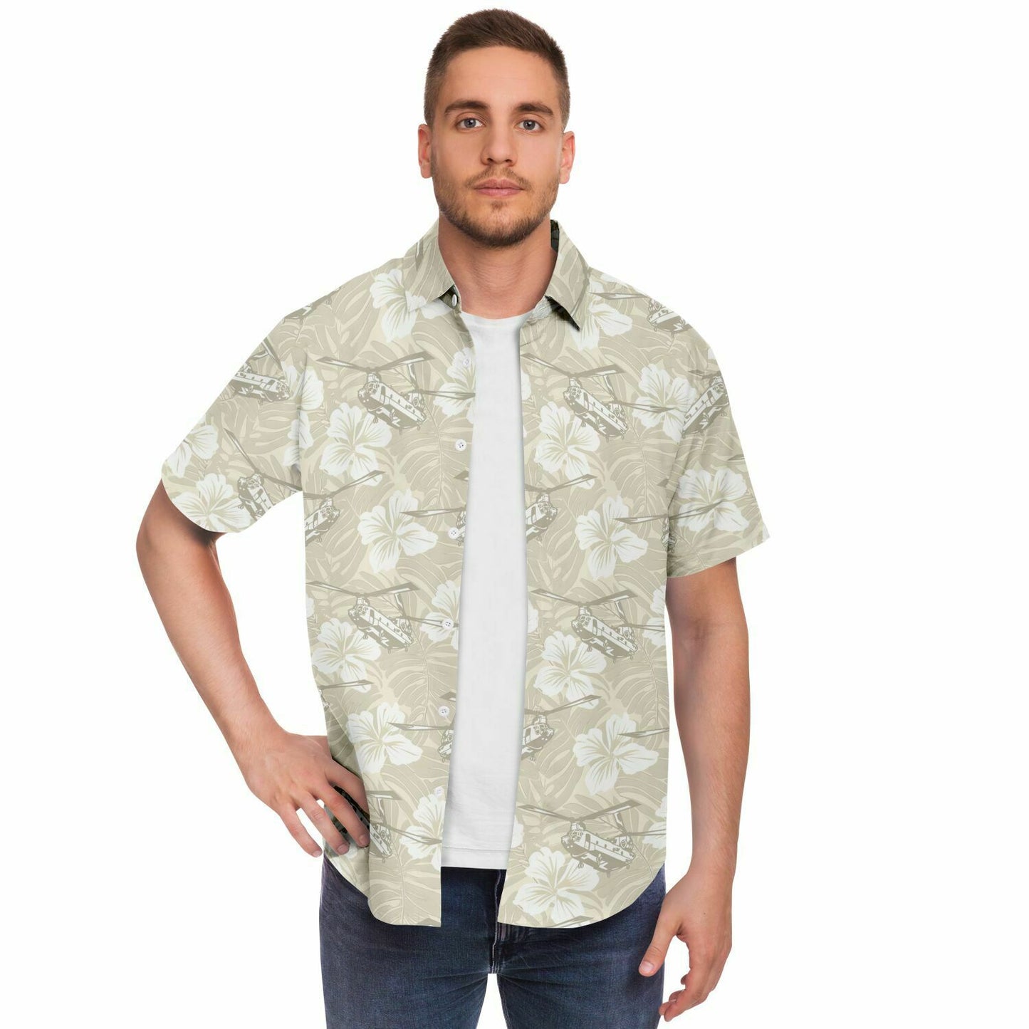 Cream Chinook Hawaiian Aloha Short Sleeve Button Down Shirt