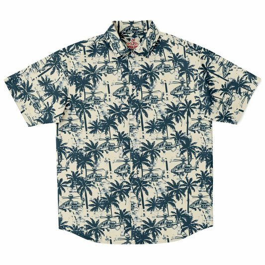 Aloha Attack Hawaiian Short Sleeve Button Down Shirt with Palm Trees