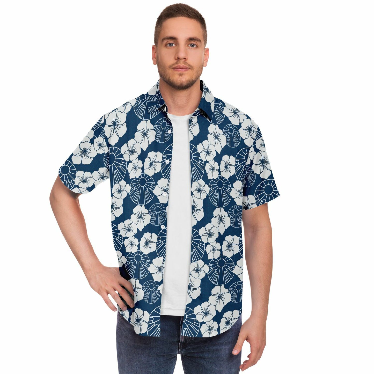 Navy 2025 FSY Aloha Short Sleeve Button Down Shirt