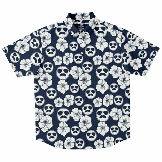 Mustache Aviator Short Sleeve Aloha Button Down Shirt