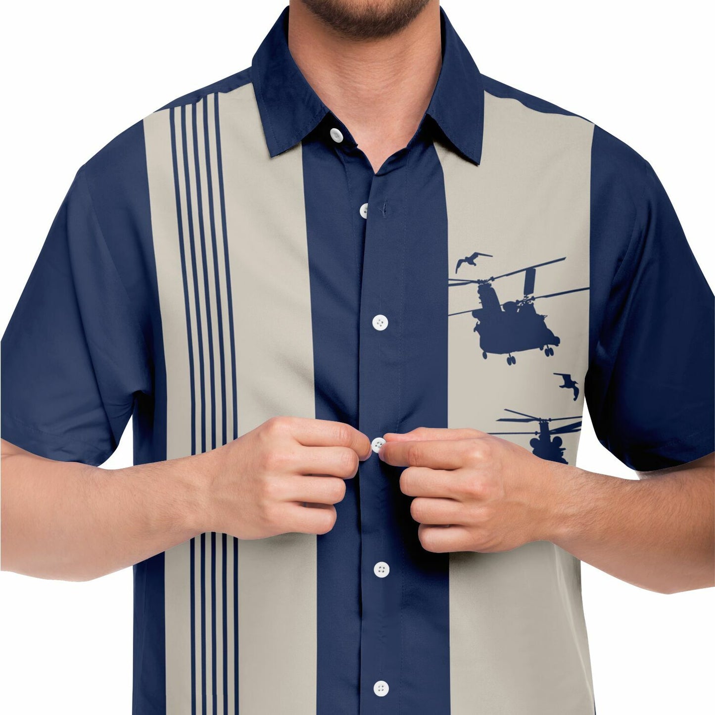 Pinstripe and Chinook Aviators Edge Short Sleeve Button Down Shirt