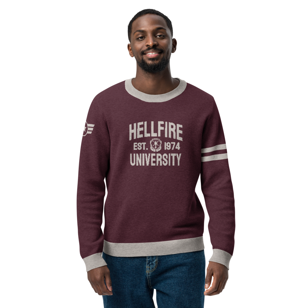 Hellfire University Apache Helicopter Knitted crew neck sweater