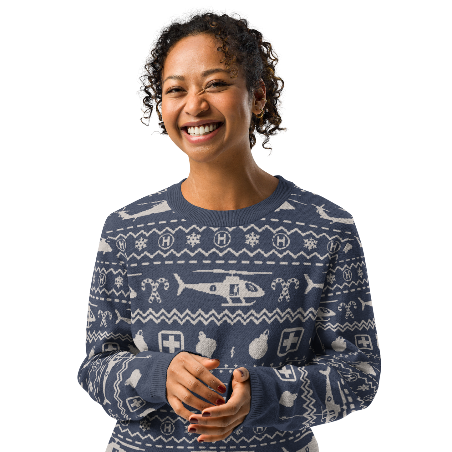 Medevac Blackhawk Helicopter Knitted Christmas crew neck sweater