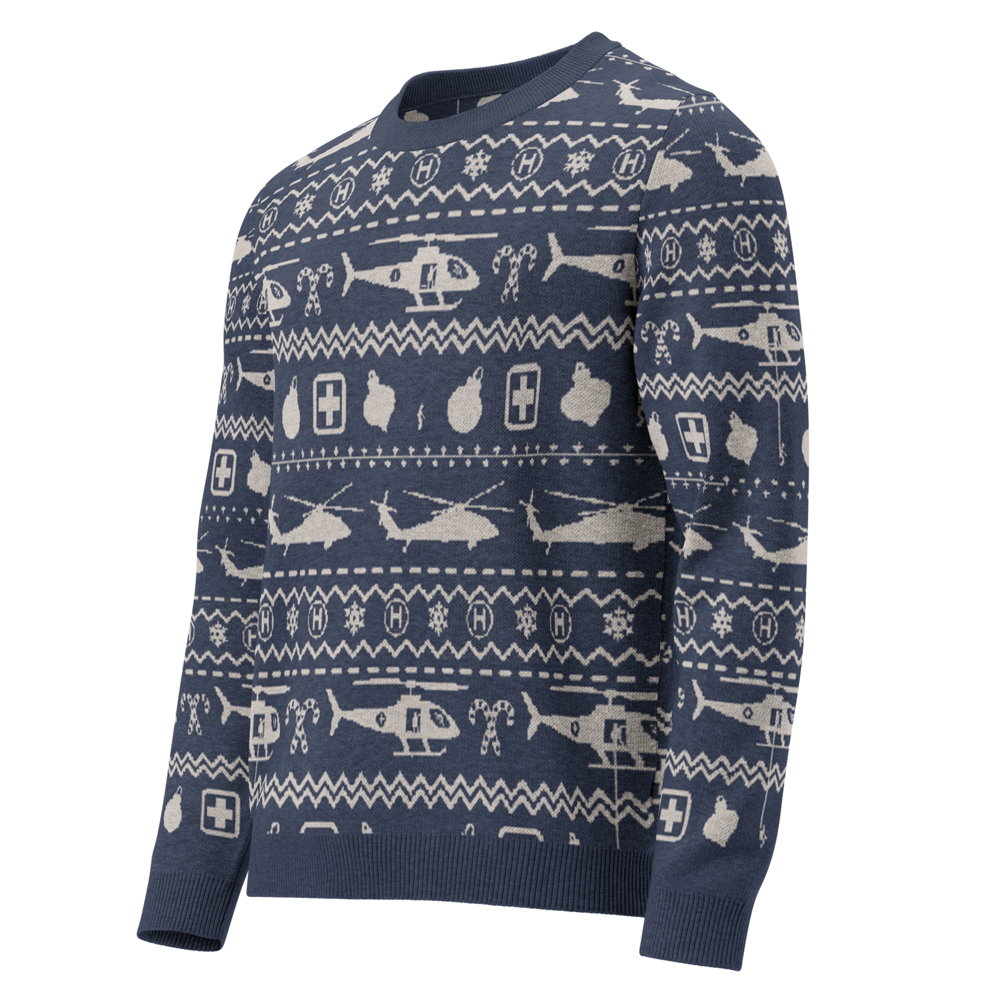 Medevac Blackhawk Helicopter Knitted Christmas crew neck sweater