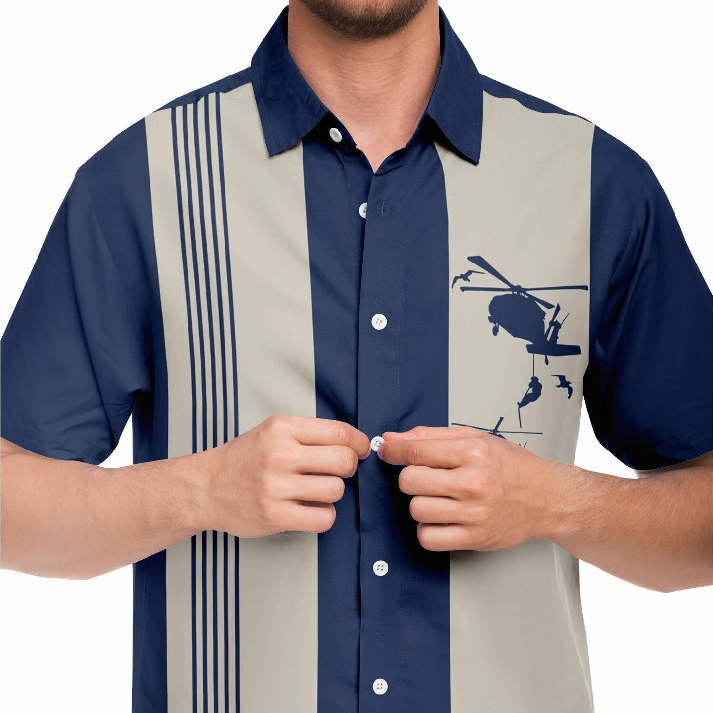 Pinstipe and Blackhawks Aviator’s Edge Short Sleeve Button Down Shirt