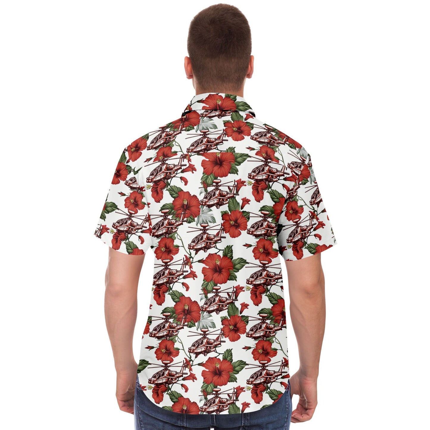 Red Apache Aloha Hawaiian Short Sleeve Button Down Shirt