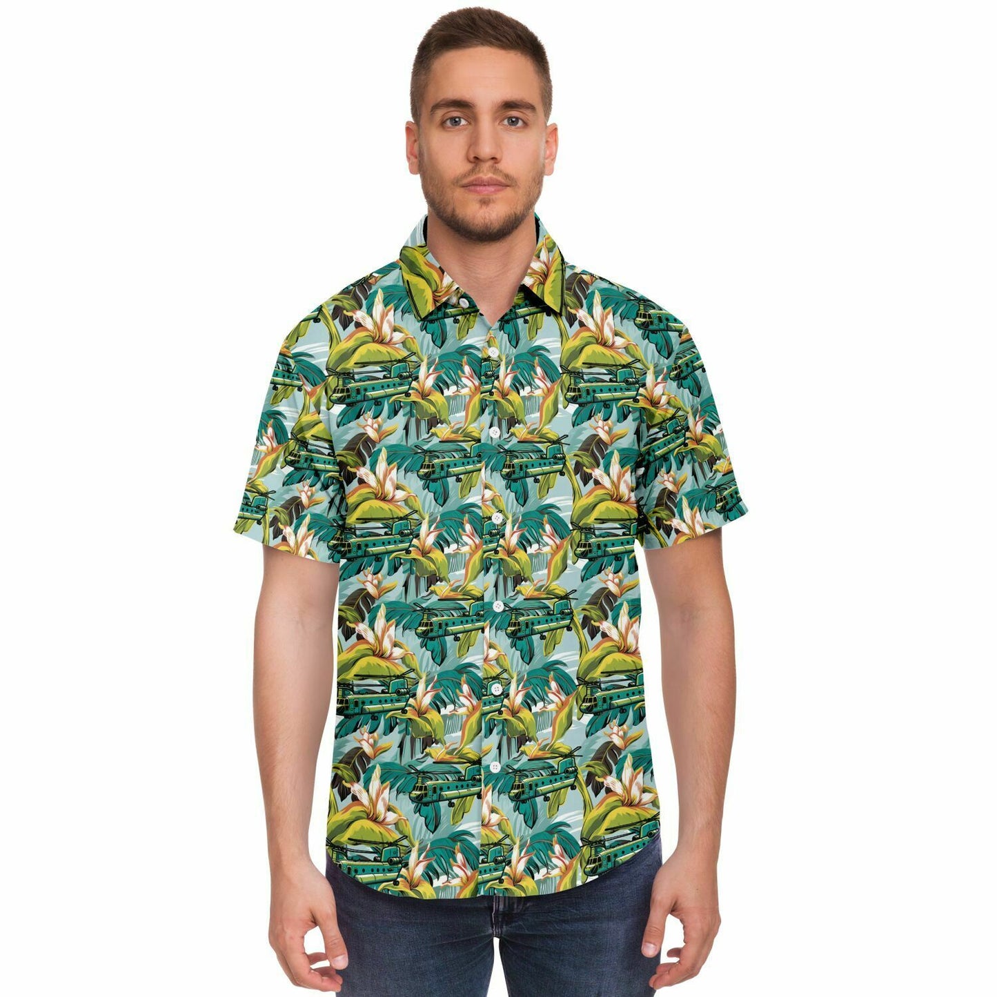 Chinook Aloha Camo Hawaiian Short Sleeve Button Down Shirt